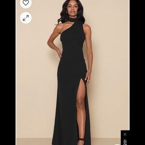 Lulus Keep It Interesting Black Asymmetrical Cutout Halter Maxi Dress